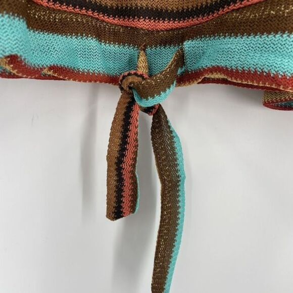 Zara Trafaluc‎ Oversized Boho Stripe Knit Semi Sheer Lightweight Top Shirt Small - Picture 5 of 7